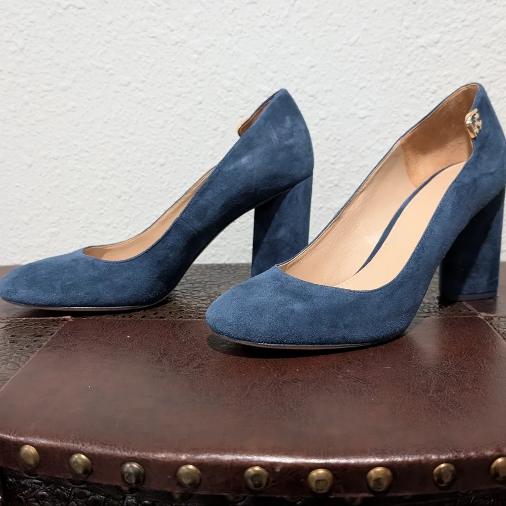 Tory Burch Elizabeth Suede High Block Heel Pumps Size 8.5
